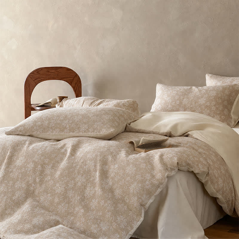 Ownkoti Camel Delicate Floral Jacquard Cotton Bedding Set - image 2