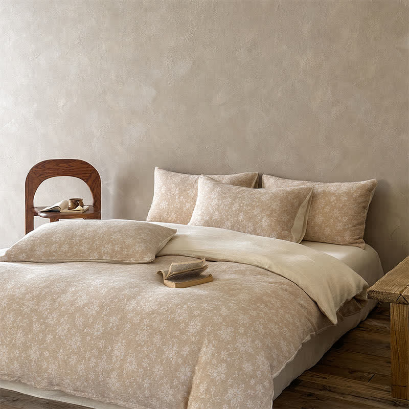 Ownkoti Camel Delicate Floral Jacquard Cotton Bedding Set - image 1