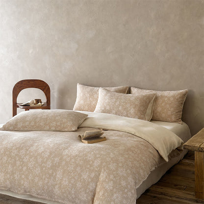 Ownkoti Camel Delicate Floral Jacquard Cotton Bedding Set - image 1