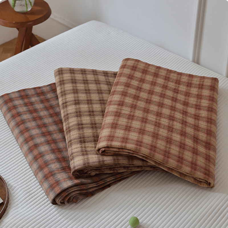 Ownkoti Retro Earth-Tone Plaid Cotton Bedding Set - image 4