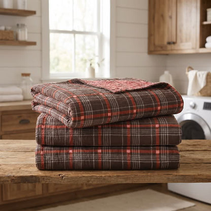 Ownkoti Vintage Plaid Cotton Gauze Bedding Set - image 3
