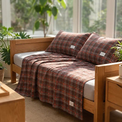 Ownkoti Vintage Plaid Cotton Gauze Bedding Set - image 2