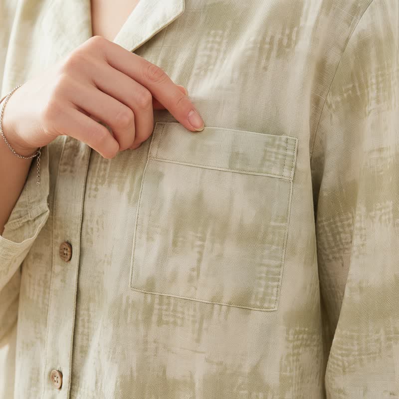 Ownkoti Light Floral & Subtle Gingham Button Loungewear Set - image 5