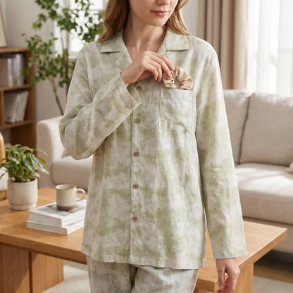 Ownkoti Light Floral & Subtle Gingham Button Loungewear Set - image 3