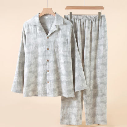 Ownkoti Light Floral & Subtle Gingham Button Loungewear Set - Grey - 2XL - image 2