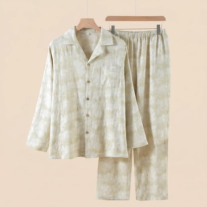 Ownkoti Light Floral & Subtle Gingham Button Loungewear Set - Green - 2XL - image 1