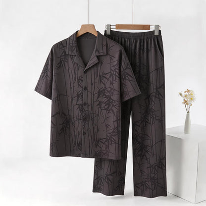 Ownkoti 100% Cotton Dark Bamboo Button Loungewear Set - Black - 3XL - image 0