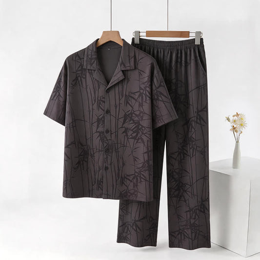 Ownkoti 100% Cotton Dark Bamboo Button Loungewear Set - Black - 3XL - image 0