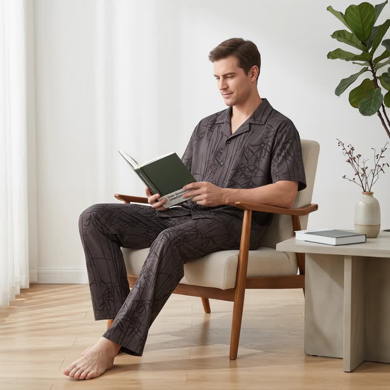 Ownkoti 100% Cotton Dark Bamboo Button Loungewear Set - image 2