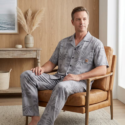 Ownkoti Cotton Tropical Palm Button Loungewear Set - image 2