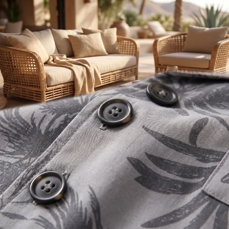 Ownkoti Cotton Tropical Palm Button Loungewear Set - image 5