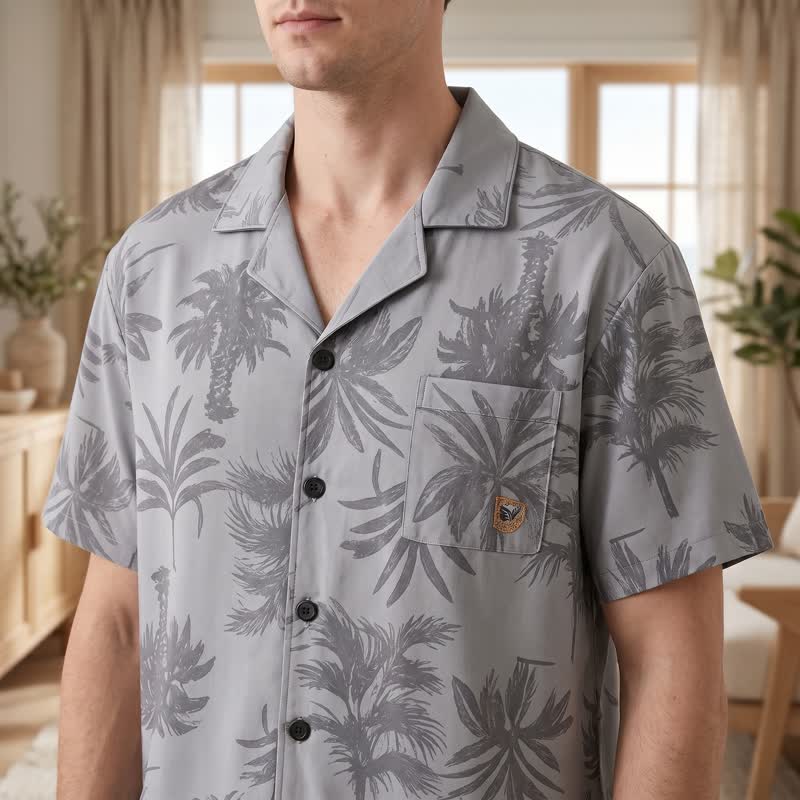 Ownkoti Cotton Tropical Palm Button Loungewear Set - image 3