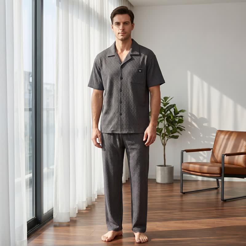 Ownkoti Cotton Embossed Geometric Chain Loungewear Set - image 2