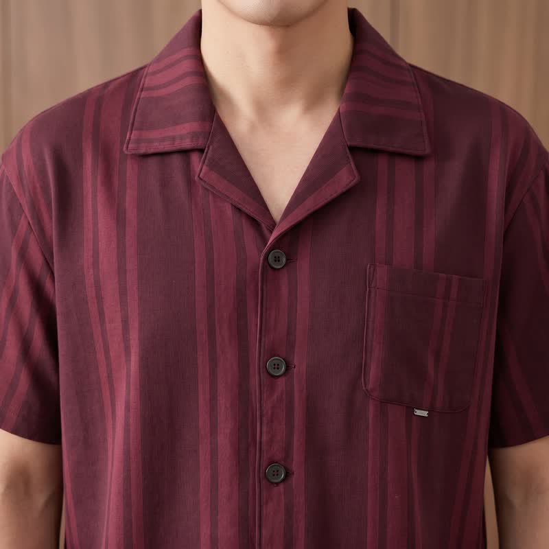 Ownkoti Cotton Burgundy Vertical Stripe Loungewear Set - image 4