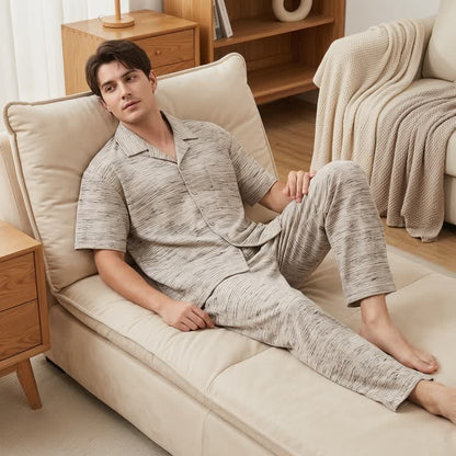 Ownkoti Cotton Heathered Marled Button Loungewear Set - image 3