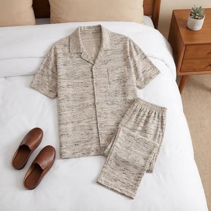 Ownkoti Cotton Heathered Marled Button Loungewear Set - image 1