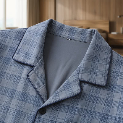 Ownkoti Cotton Blue-Gray Plaid Button Loungewear Set - image 5