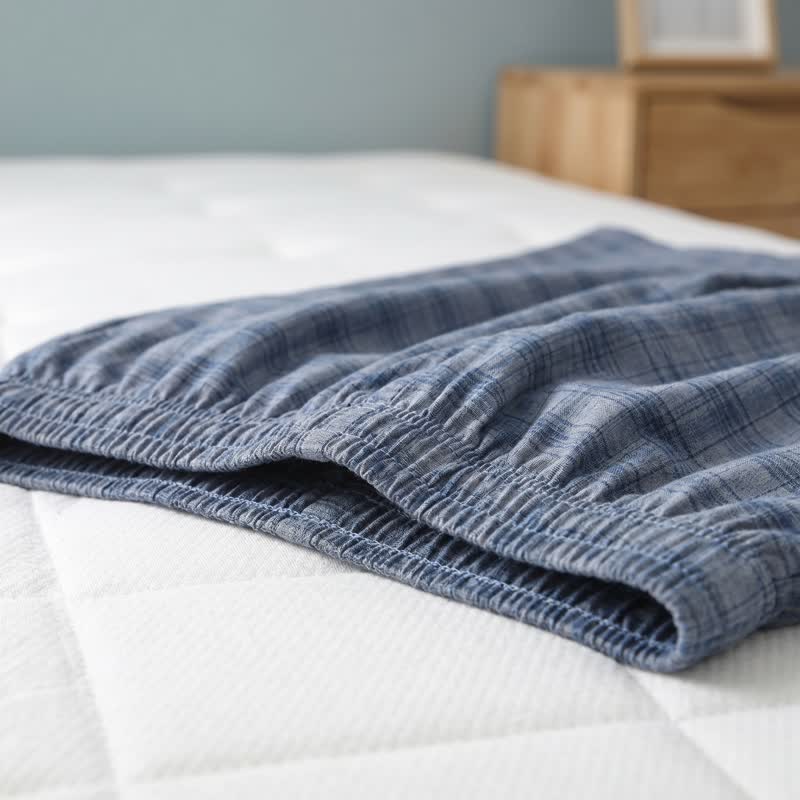 Ownkoti Cotton Blue-Gray Plaid Button Loungewear Set - image 6