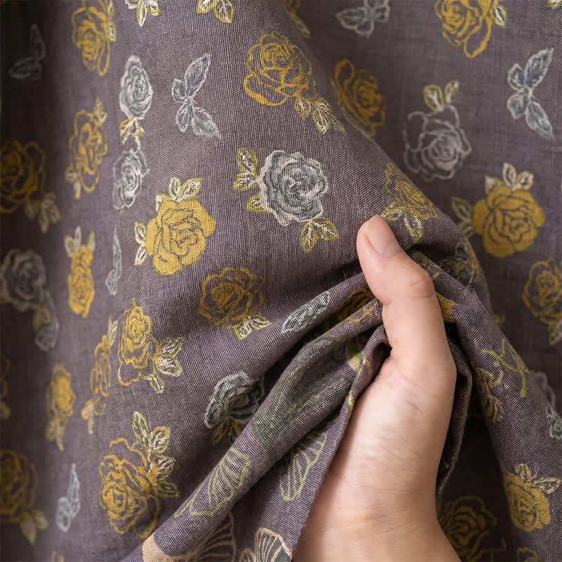 Ownkoti Taupe Yellow Vintage Floral Kimono Robe - image 7