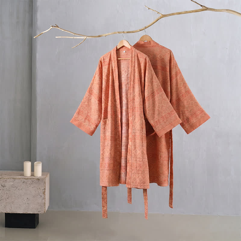 Ownkoti Cotton Ethnic Geometric Print Kimono Robe - image 2