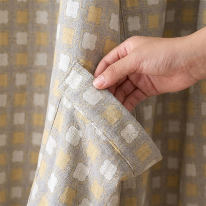 Ownkoti Soft Yellow Grey Cotton Plaid Kimono Robe - image 6