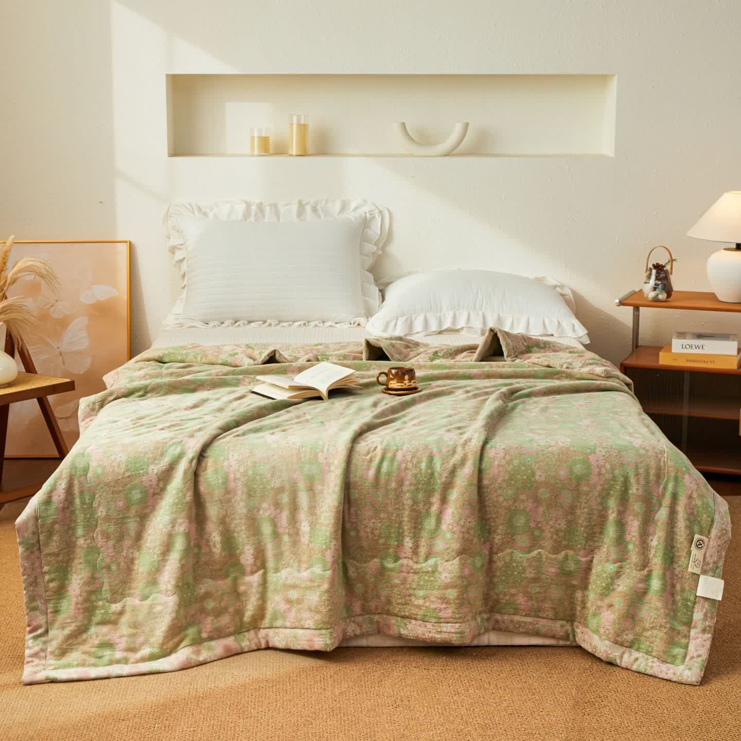 Ownkoti Yarn-Dyed Boho Floral Jacquard Muslin Quilt - image 1