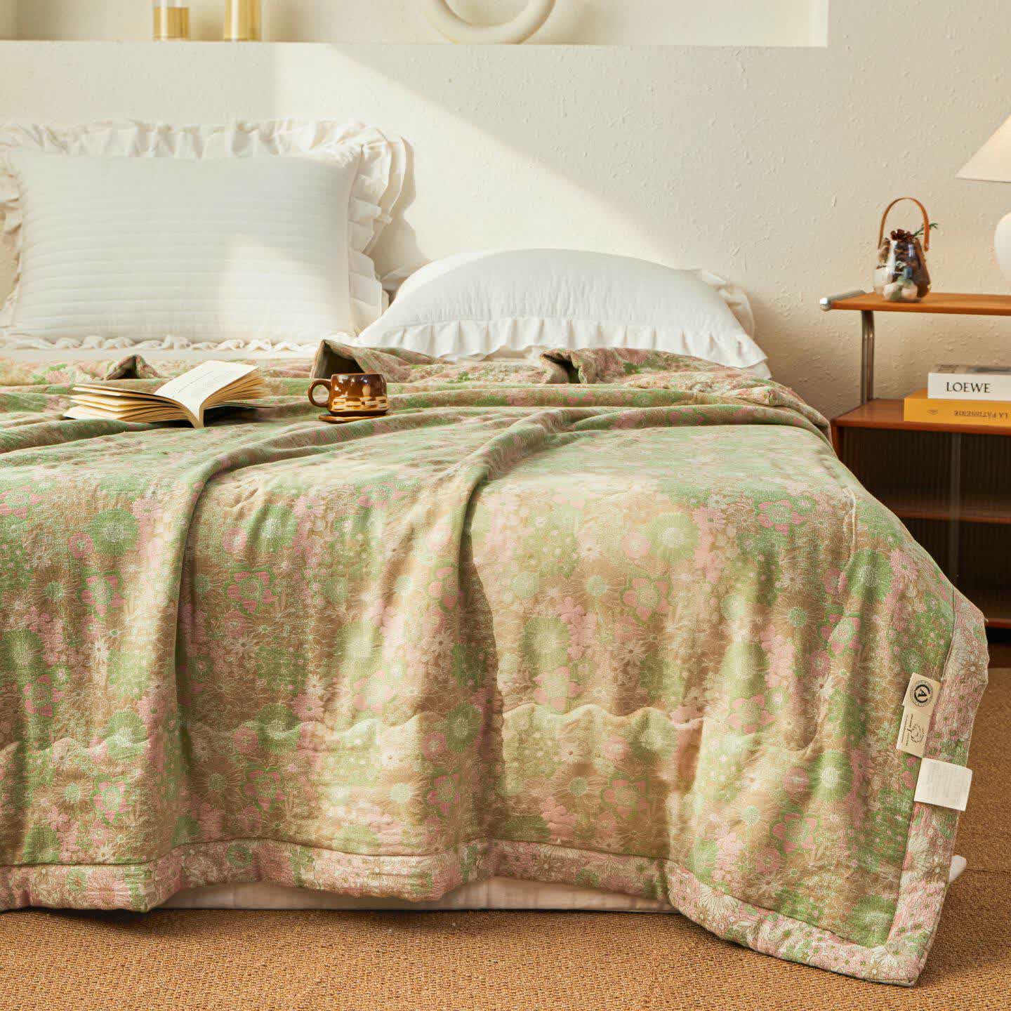 Ownkoti Yarn-Dyed Boho Floral Jacquard Muslin Quilt - image 2