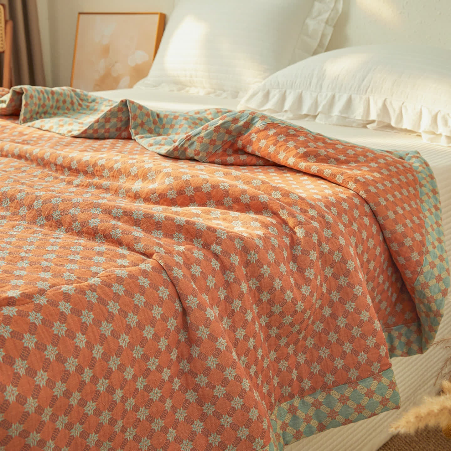 Ownkoti Yarn-Dyed Jacquard Muslin Reversible Quilt - Queen - image 0