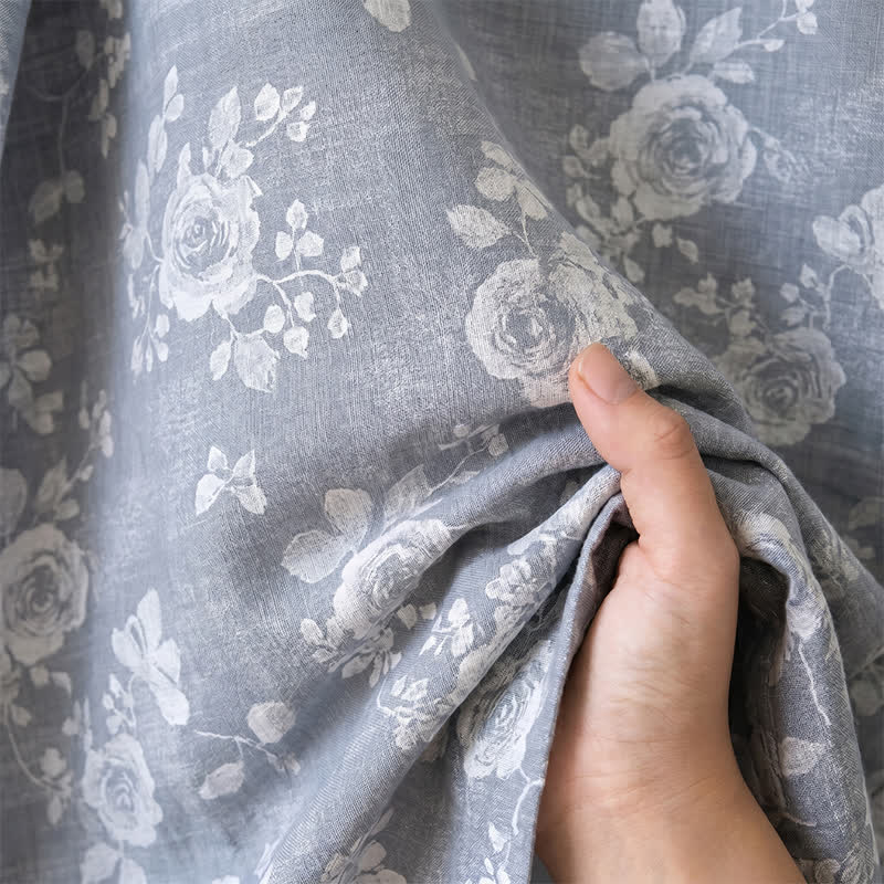 Ownkoti Cotton Dusty Blue Rose Print Kimono Robe - image 6