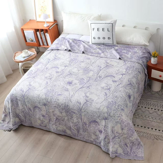 Ownkoti Multicolor Floral Vine Cotton Gauze Quilt - Queen - Purple - image 0