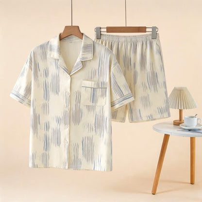 Ownkoti Unisex Stripe Modal Cotton Loungewear Set - Beige - 3XL - image 0