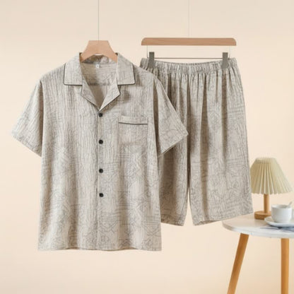Ownkoti Unisex Style Geometric Pattern Loungewear Set - Beige - 3XL - image 0