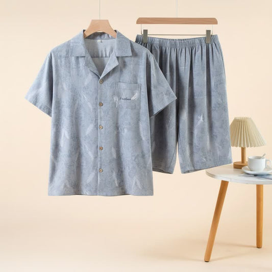 Ownkoti Unisex Feather Pure Cotton Pajama Set - Gray - 4XL - image 0