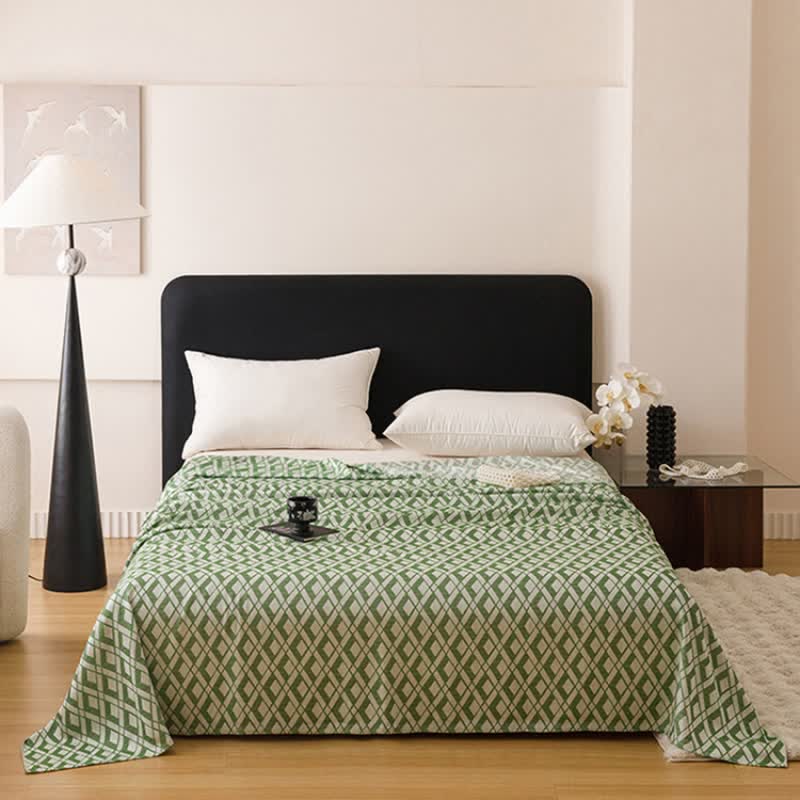 Ownkoti Multicolor Rhombus Pattern Bamboo Fiber Quilt - Green - Queen - image 7