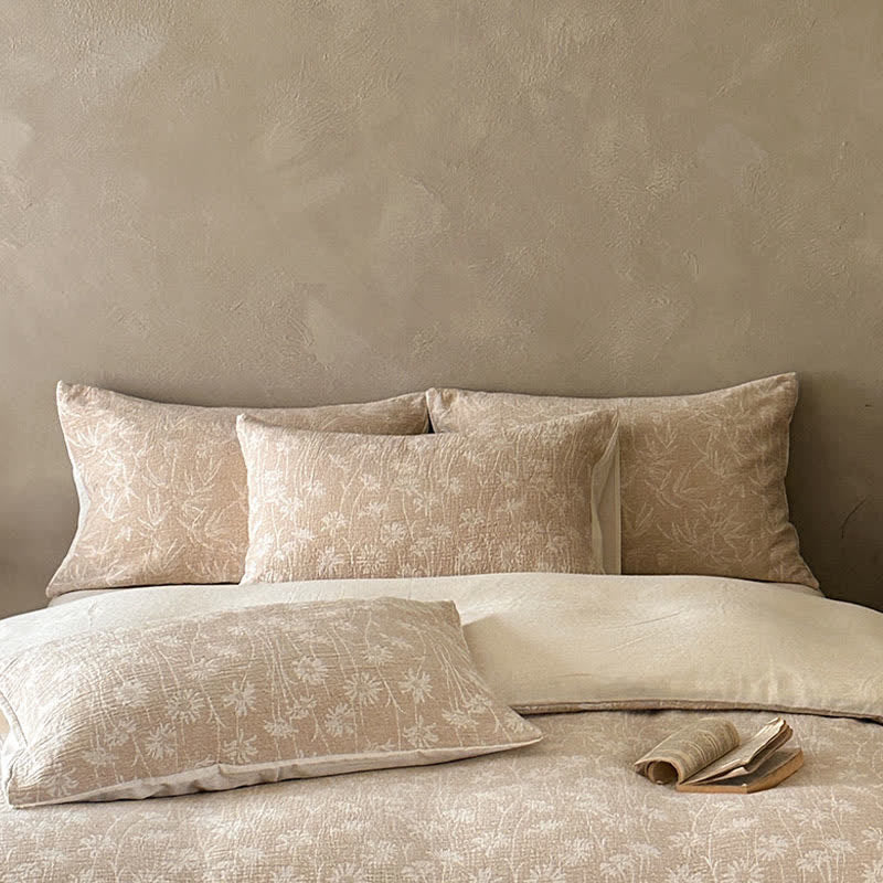 Ownkoti Camel Floral Sprig Jacquard Cotton Bedding Set - image 2