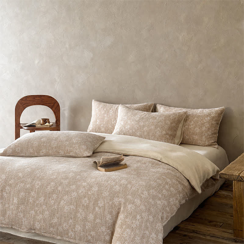 Ownkoti Camel Floral Sprig Jacquard Cotton Bedding Set - image 1