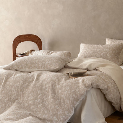 Ownkoti Camel Floral Sprig Jacquard Cotton Bedding Set - image 3
