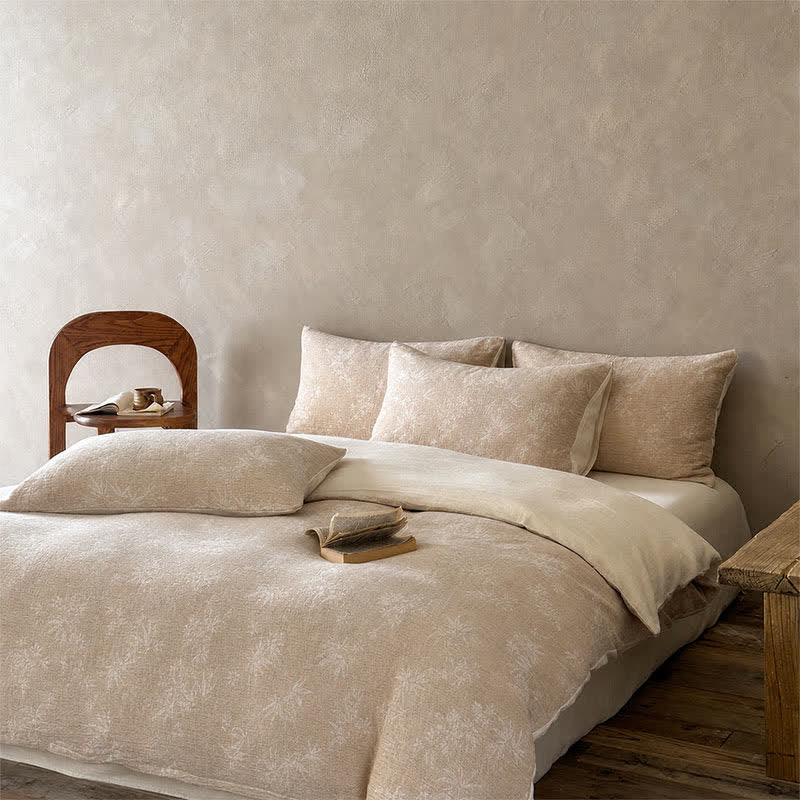 Ownkoti Camel Bamboo Sprig Jacquard Cotton Bedding Set - image 1
