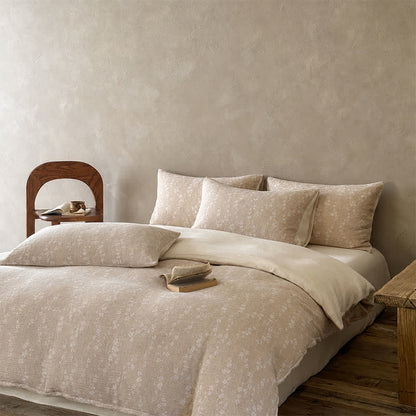 Ownkoti Camel Delicate Floral Sprig Jacquard Cotton Bedding Set - image 1