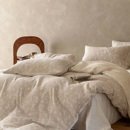 Ownkoti Camel Delicate Floral Sprig Jacquard Cotton Bedding Set - image 3