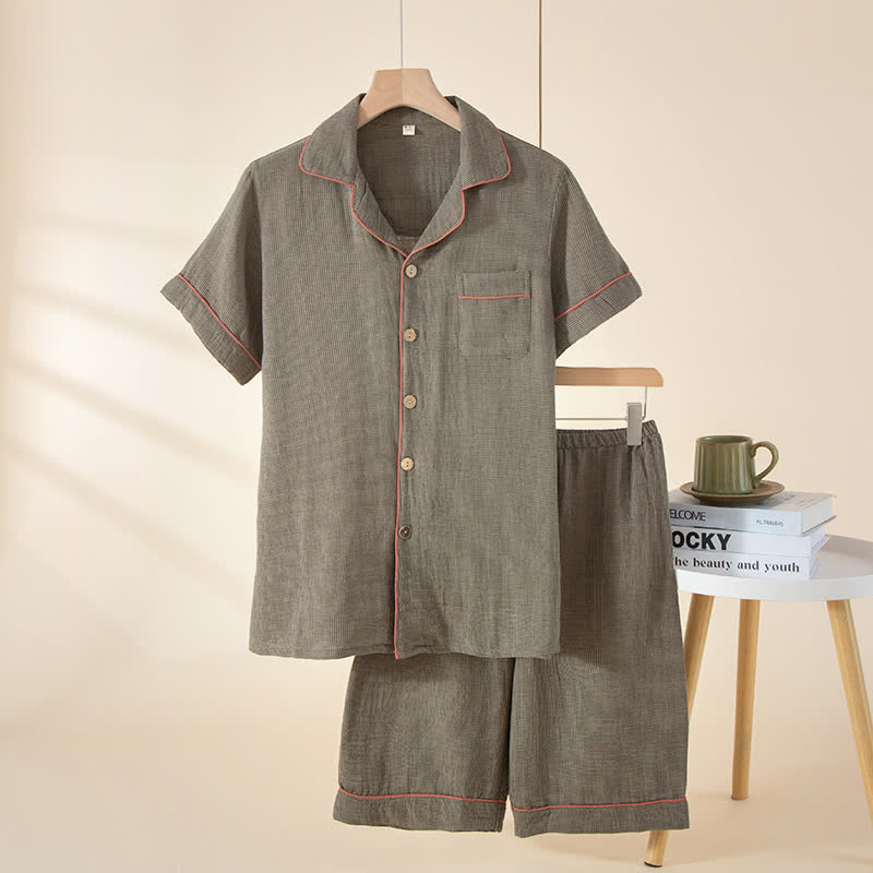 Ownkoti Minimalist  Muslin Gauze Pajama Set - Gray Green - 2XL - image 13
