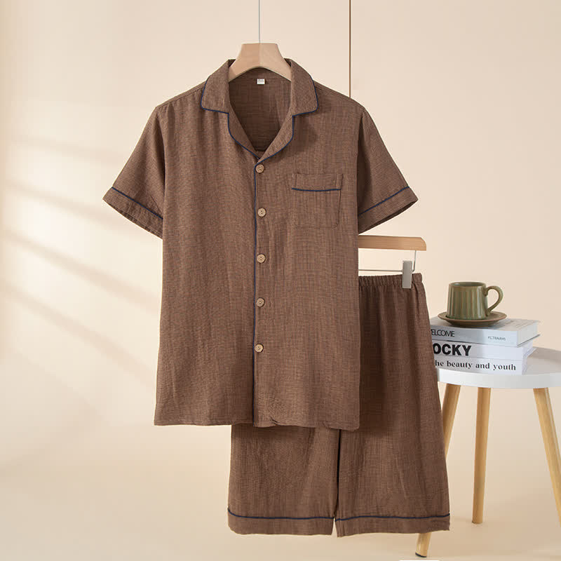 Ownkoti Minimalist  Muslin Gauze Pajama Set - Coffee - 2XL - image 11