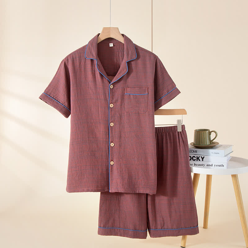 Ownkoti Minimalist  Muslin Gauze Pajama Set - Wine - 2XL - image 15