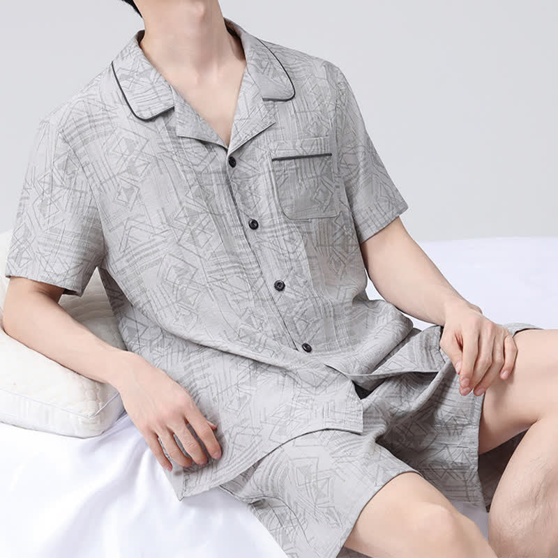 Ownkoti Unisex Style Geometric Pattern Loungewear Set - Gray - 3XL - image 2