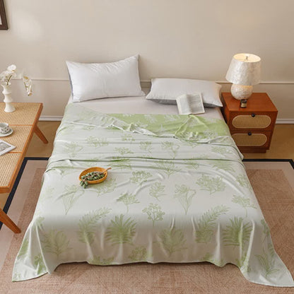 Ownkoti Multicolor Botanical Sketch Bamboo Fiber Quilt - Green - Queen - image 0
