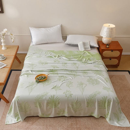 Ownkoti Multicolor Botanical Sketch Bamboo Fiber Quilt - Green - Queen - image 0