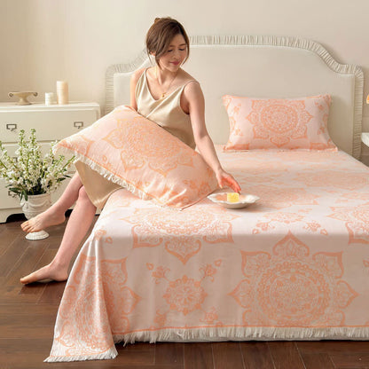 Ownkoti Multicolor Mandala Pattern Cotton Gauze Quilt - Orange - Queen - image 8