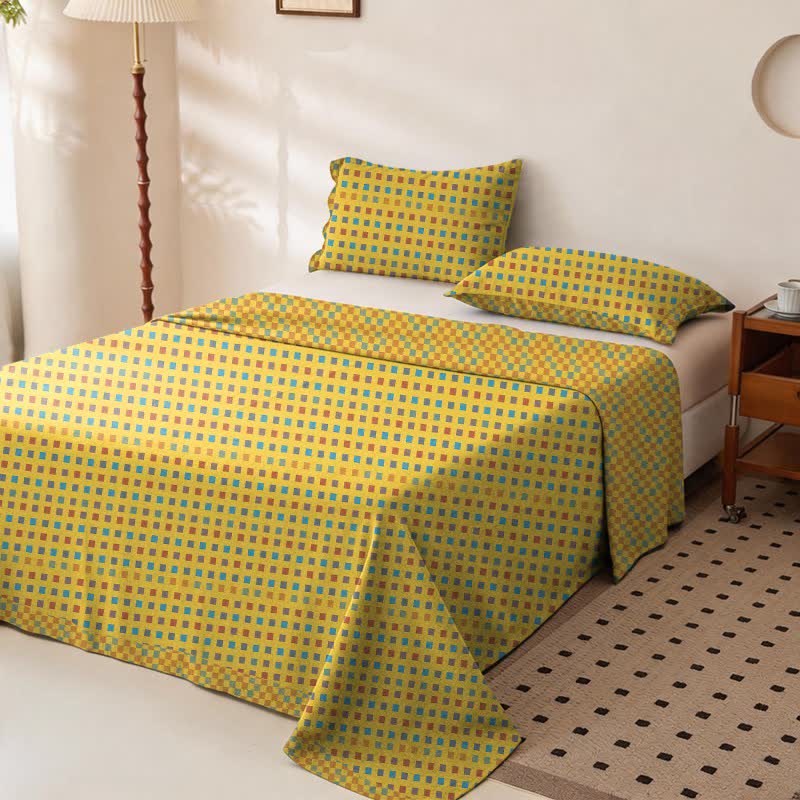 Ownkoti Colorful Grid Cotton Double Gauze Bedspread - image 1