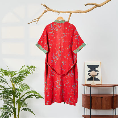 Ownkoti Kimono Style Short Sleeve Muslin Bathrobe - image 12