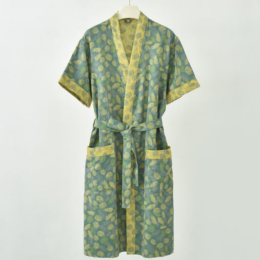 Ownkoti Tropical Fern Cotton Gauze Kimono Robe - Green - 2XL - image 0